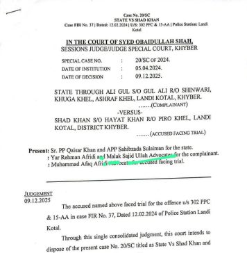 Court Hands Life Term To A Landikotal Resident