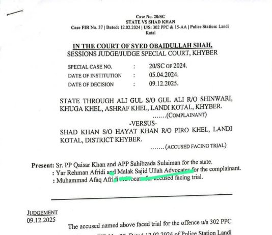 Court Hands Life Term To A Landikotal Resident